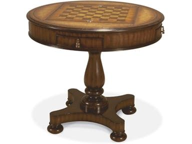 Maitland-Smith - 3130-108 - Aged Regency Mahogany Finished Round Gameboard Table, Florentine Leather Top - Maitland-Smith offers a vast array of fine home furnishings and unique home accessories that brings elegance and luxury to any distinctive living space. Checkers Table, Chess Tables, Formal Dining Room Furniture, Multi Game Table, Backgammon Table, Round Cocktail Tables, Board Game Table, Chess Table, Maitland Smith