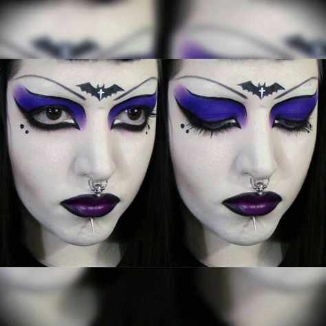 Drac Makens Drac Makens, Gothic Makeup Tutorial, Purple Eye Makeup Tutorial, Gold Eye Makeup Tutorial, Goth Makeup Tutorial, Goth Eye Makeup, Purple Goth, Gothic Mode, Purple Gothic