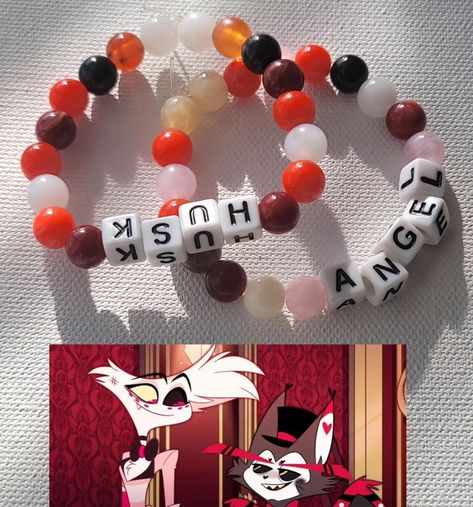 Hazbin Hotel Matching Bracelets, Hazbin Hotel Bracelet Ideas, Hazbin Hotel Bracelets, Matching Bracelet Ideas, Cute Matching Bracelets, Character Bracelets, Pulseras Ideas, Matching Stuff, Pulseras Kandi