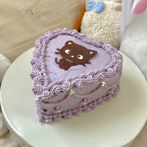 ♡ sanrio pastel lavendercore chococat pretty birthday cake ♡ Chococat Birthday Party Ideas, Birthday Cake Sanrio, Sanrio Baking, Sanrio Cake Birthday, Sanrio Birthday Party Ideas, Cat Cakes Birthday, Sanrio Birthday Cake, Pretty Birthday Cake, Sanrio Cake