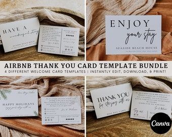 Airbnb Host Thank You Card Template Editable Canva Airbnb - Etsy Canada Airbnb Thank You Gift, Airbnb Thank You Note, Guest Welcome Baskets, Welcome Cards, Airbnb Tips, Airbnb Reviews, Airbnb Hosting, Welcome Basket, Welcome Baskets