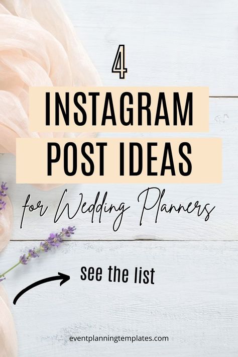 Wedding Content Instagram, Instagram Post Ideas For Event Planners, Event Planner Instagram Story Ideas, Wedding Planner Quotes, Business Hashtags, Instagram Story Hacks, Creative Captions, Instagram Feed Tips, First Instagram Post