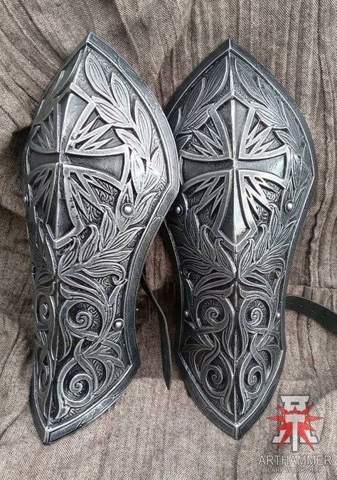 Paladin Armor, Armour Tattoo, Cover Tattoos, Shoulder Armor Tattoo, Tattoo 3d, Celtic Cross Tattoos, Armor Tattoo, Armor Clothing, Geometric Tattoo Arm