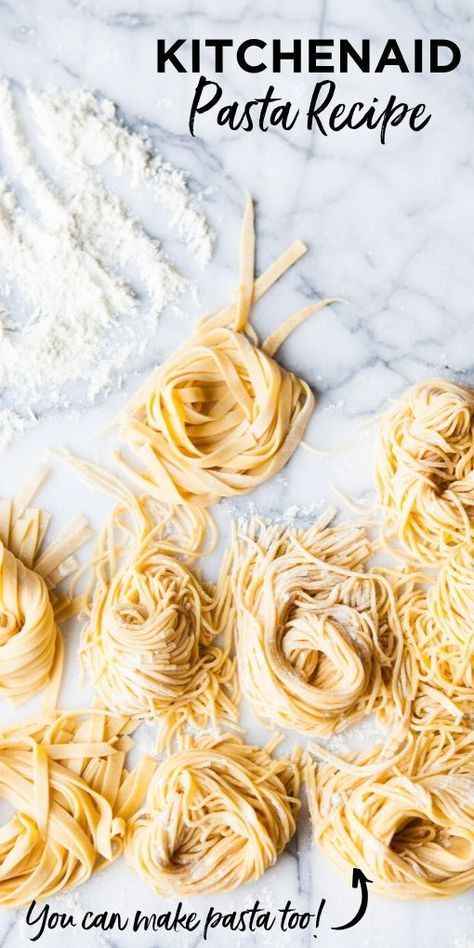 Kitchenaid Pasta Recipe, Pasta Recipes Homemade, Homemade Pasta Dough Recipe, Make Homemade Pasta, Stand Mixer Recipes, Easy Homemade Pasta, Fresh Pasta Recipes, Homemade Pasta Dough, Kitchenaid Pasta