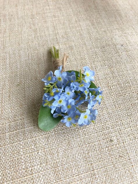 Forget Me Not Corsage, Beaufort Wedding, Willow Wedding, Wedding Buttonholes, Buttonhole Flowers, Summer Wedding Favors, Custom Jewelry Ideas, Wedding Favor Table, Table Arrangements Wedding