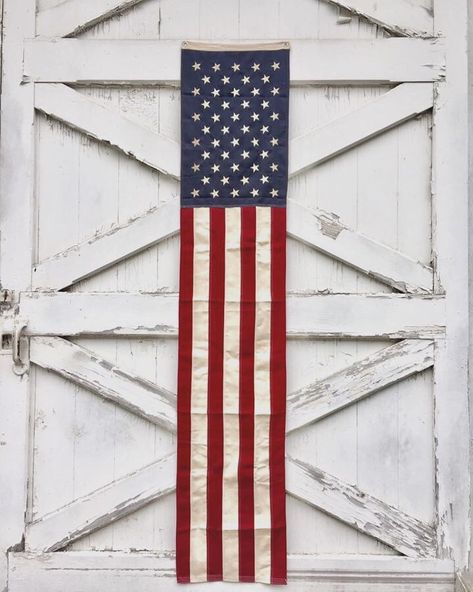 Vintage Barn Chicks on Instagram: “On SALE NOW! $5. Off!!! Show your American pride with this beautiful long narrow banner with embroidered stars and metal grommets at the…” American Flag Banner, Embroidered Stars, Boxwood Wreath, Tea Bowl, Creative Co Op, A Barn, Flag Banner, American Pride, Wall Pockets