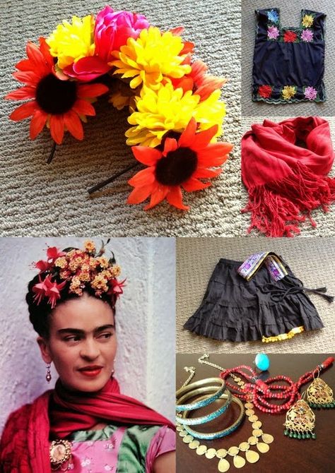 Frida Kahlo Outfit DIY       I had a fantastic Halloween this year and dressed up like the famous Mexican artist Frida Kahlo. I based my ... Frida Kahlo Outfit, Frida Kahlo Halloween, Mexican Fancy Dress, Holiday Party Makeup, Mexican Birthday Parties, Frida Kahlo Style, Mexican Fashion, Diy Kostüm, Boda Mexicana