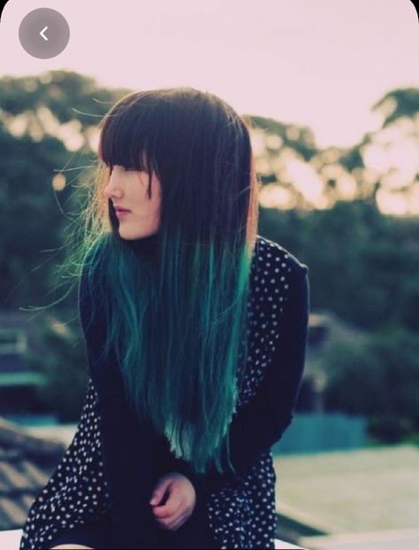 Color Block Hair, Funky Hair, Ombre Green, Dip Dye Hair, Colourful Hair, Teal Hair, Violet Hair, Neon Hair, Turquoise Hair