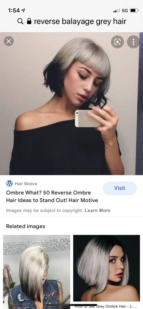 Reverse Ombre Hair Short, Reverse Ombre Hair, Reverse Balayage, Reverse Ombre, Haircut Inspo, Short Ombre Hair, Buzz Cuts, Colored Hair Tips, Short Grey Hair