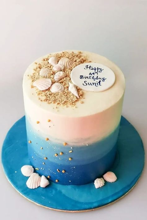 Beach Retirement Cake, Beach Cakes Birthday, Beach Birthday Decor, Beach Cake Ideas, Beach Theme Birthday Cake, Beach Theme Cake, Beach Birthday Cake, Beach Theme Birthday, Anniversary Cake Designs