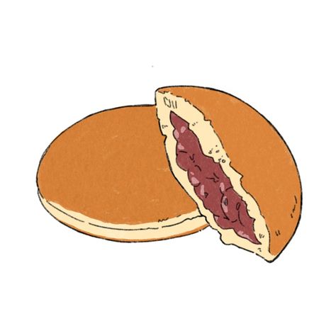 Dorayaki Drawing, Japanese Food Drawing, Eagle Sketch, Dessert Drawing, Japanese Food Illustration, Desserts Drawing, Sketch Digital, Food Sketch, Food Artwork