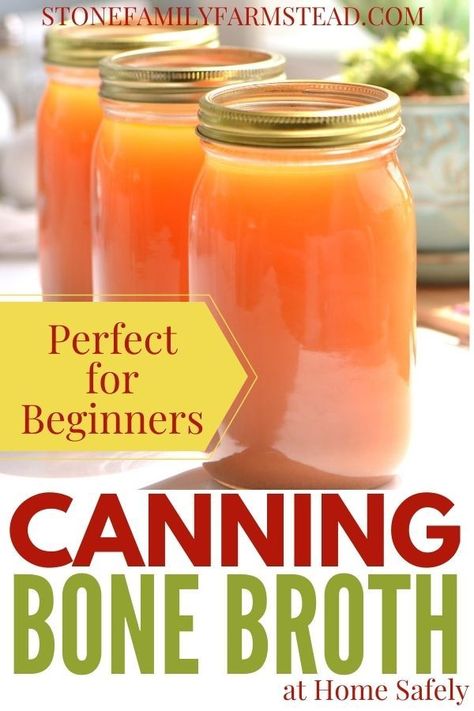 Canning Bone Broth, Chicken Carcass Soup, Chicken Bone Broth Recipe, Pressure Canning Recipes, Homemade Bone Broth, Chicken Bone Broth, Home Canning Recipes, Canning Recipe, Bone Broth Recipe