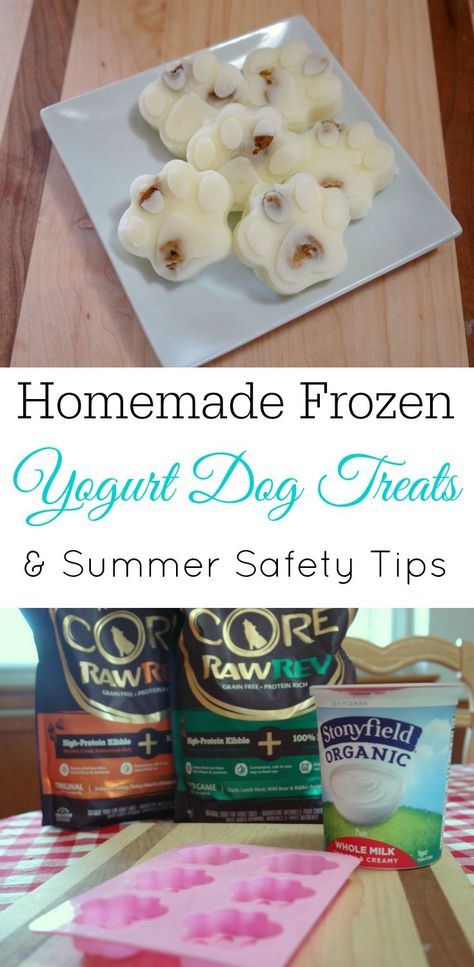 Homemade frozen yogurt dog treats, copy-cat frosty paws, homemade dog treat, keep your dog safe this summer #sponsored #WellnessPetFood @WellnessPetFood Dog Treats With Yogurt, Homemade Frozen Dog Treats, Yogurt Dog Treats, Homestead Livestock, Yogurt Treats, Easy Frozen Yogurt, Frozen Dog Treats Homemade, Dog Treats Homemade, Homemade Frozen Yogurt