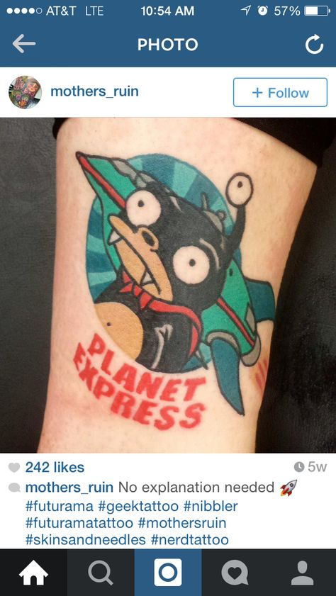 Nibbler, futurama, planet express tattoo Planet Express Tattoo, Nibbler Futurama, Nerd Tattoo, Geek Tattoo, Body Is A Temple, Futurama, Body Mods, The Simpsons, The Duff