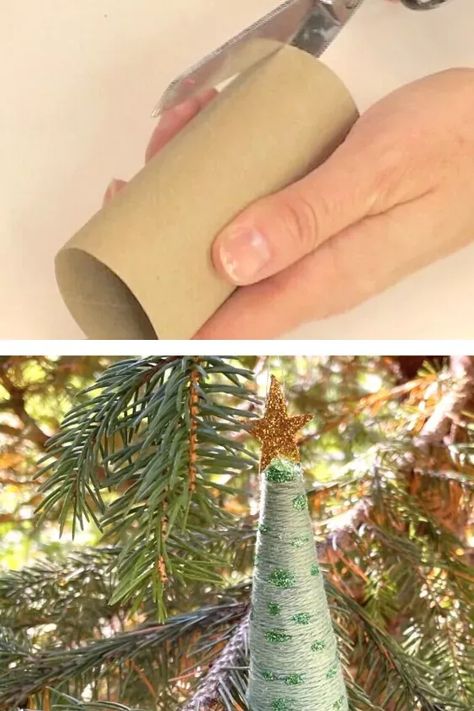 Toilet Paper Roll Christmas Tree, Paper Roll Christmas Tree, Toilet Paper Roll Christmas, Roll Christmas Tree, Paper Roll Christmas, Diy Tree Ornaments, Paper Ornaments Diy, Easy Christmas Tree, Birdhouse Ornaments