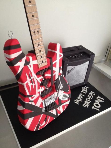 Van Halen Cake, Guitar Cakes, Van Halen Guitar, Guitar Cake, Chocolate Mud Cake, Cake Central, Mud Cake, Cake Making, Eddie Van Halen