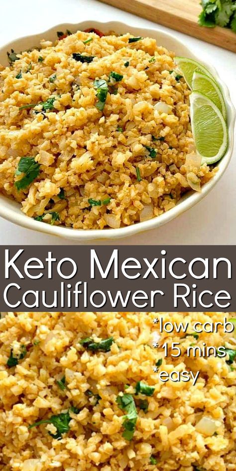 Budget Breakfast, Mexican Cauliflower Rice, Mexican Cauliflower, Medicine Tips, Healthy Veggie, Keto Side, Low Carb Low Fat Recipes, Cauliflower Rice Recipes, Low Carb Easy