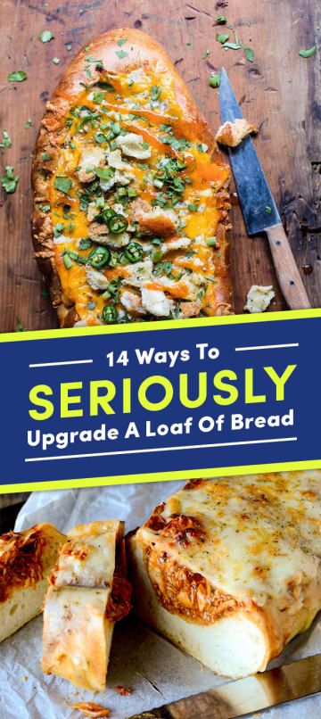 14 Ways To Seriously Upgrade A Loaf Of Bread Loaf Sandwiches, French Bread Appetizers, Cheesy Broccoli Bites, Comfort Eating, Loaf Bread Recipe, French Bread Loaf, A Loaf Of Bread, French Bread Recipe, Baguette Bread