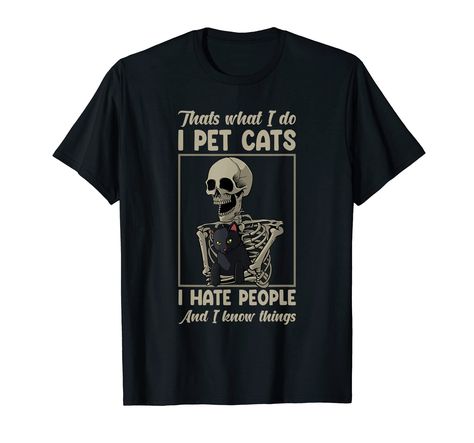 PRICES MAY VARY. Solid colors: 100% Cotton; Heather Grey: 90% Cotton, 10% Polyester; All Other Heathers: 50% Cotton, 50% Polyester Imported Pull On closure Machine Wash This Skeleton Cat is the perfect T-Shirt gift for halloween day. Design for a grumpy person who hates people. Make mom, dad, sister, brother, uncle, grandma, grandpa or besties happy with this awesome kitten lover design. Get this Skeleton Cat as a gift for men, women, kids or teens. If you know someone who loves cat and hate peo Skeleton Cat, Mens Outdoor Clothing, Kitten Lover, I Hate People, Mens Cotton T Shirts, Mens Workout Clothes, Pet Owner, Soft Shorts, Cat Shirts