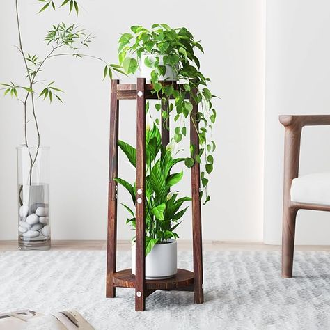 Amazon.com: Bamworld Tall Plant Stand Indoor Wood Plant Shelf Corner Flower Stand 2 Tier Plant Holder for Multiple Plant Heavy Duty Flower Pot Stand for Living Room Bedroom Balcony Garden Patio : Patio, Lawn & Garden Plant Stand Indoor Wood, Wooden Plant Shelf, Wood Plant Shelf, Plants Corner, Tall Plant Stand Indoor, Tall Plant Stand, Plant Lover Gifts, Tall Indoor Plants, Flower Pot Stand