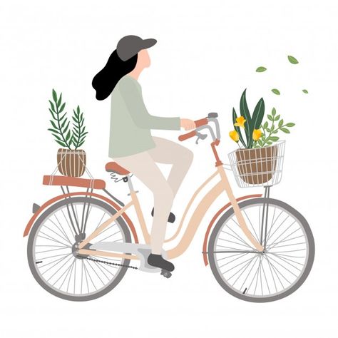 Person Riding Bike, Riding Bike Illustration, Biking Illustration, Woman Riding Bike, Woman On Bike, Glaze Painting, Bicycle Drawing, Dutch Bike, Bicycle Illustration