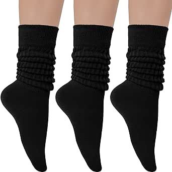 Witwot 3 Pairs Women's Slouch Socks Cotton Knit Knee High Scrunch Sock Size 6-11 Scrunchy Socks, Slouchy Socks, Tutu Leggings, Womens Tulle Skirt, Slouch Socks, Yoga Pants Girls, Comfy Socks, Ankle Socks Women, Leg Sleeves