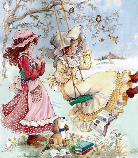 💕 on Instagram: "Holly Hobbie 🌸👧🏻👩🏼‍🦰👒👗🎀🐶📚🍃🌷 Denise Holly Hobbie is an American writer, watercolorist and illustrator. Holly Hobbie is also the name of a fictional character that she created. In the late 1960s, at the encouragement of her brother-in-law, Hobbie sold distinctive artwork of a cat-loving, rag dress-wearing little girl in a giant bonnet to American Greetings in Cleveland, Ohio. The artwork, based on Hobbie's own children and with rustic New England style of a bygone er Sarah Kay Vintage Art Illustrations, Sarah Kay Illustration, Sara Kay Sarah Key Vintage, Sarah Key Illustration, Sarah Kay Art, Sarah Kay Imagenes, Sarah Kay Vintage, Sarah Key, رسم كاريكاتير