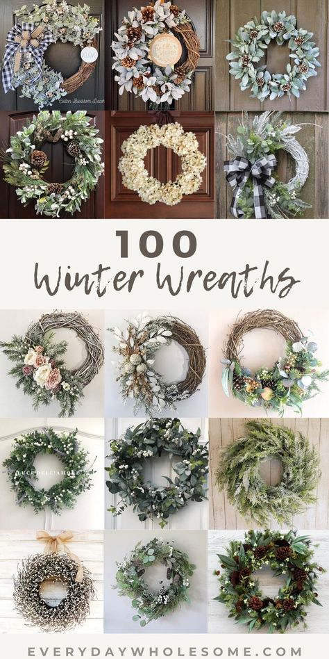 January Wreaths, January Wreath, Winter Wreaths For Front Door, Julkransar Diy, Winter Door Decorations, Winter Wreath Diy, Holiday Wreaths Diy, Door Diy, Winter Wreaths