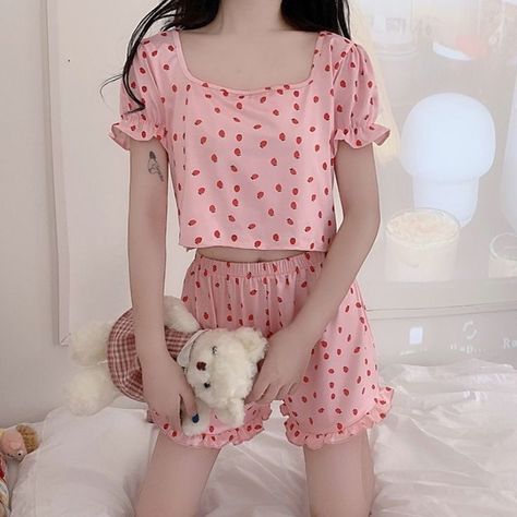 Kawaii Pjs, Sleep Outfit, Korean Pajamas, Kawaii Pajamas, Pajamas Aesthetic, Sleep Clothes, Pajama Fashion, Sleepwear Fashion, Cute Sleepwear