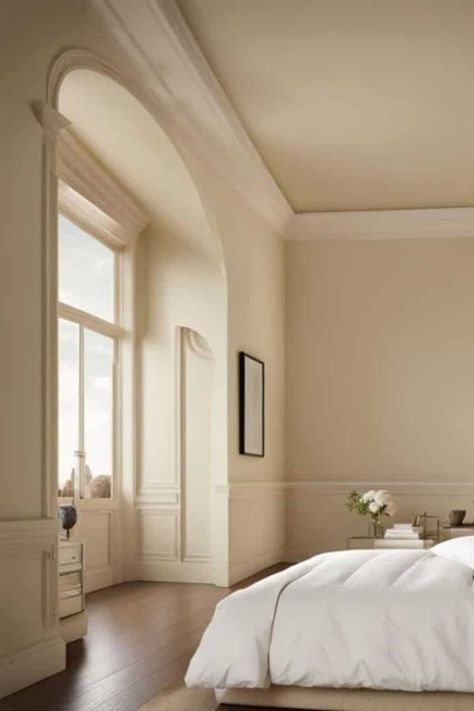 Best Cream Paint Colors - West Magnolia Charm Ivory Interior Paint Colors, Off White Bedroom Walls Neutral Paint, Coffee Cream Paint Color, Cream Bedroom Colors, Cream Ceiling Paint, Castle Cream Magnolia Paint, Cream Interior Paint, Cream White Walls, Luxury Paint Colors