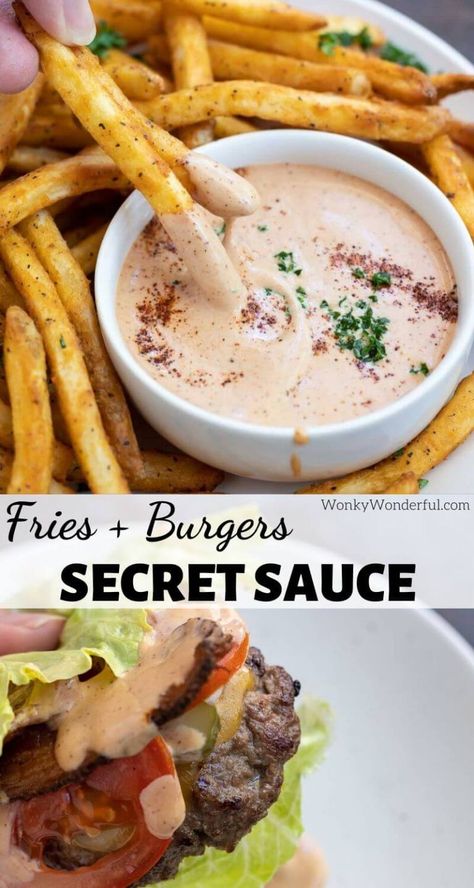 Make the best Secret Fry Sauce Recipe right at home. This secret sauce doubles as a burger sauce too. Feed your fast food craving right at home. #frysauce #specialsauce #copycatrecipes #fastfoodrecipes #burgersauce Smoky Mayo Recipe, Men On Pinterest, Burger Sauces, Fry Sauce Recipe, Secret Sauce Recipe, Sauce Burger, Burger Sauces Recipe, Macros Diet, Homemade Sauce Recipes