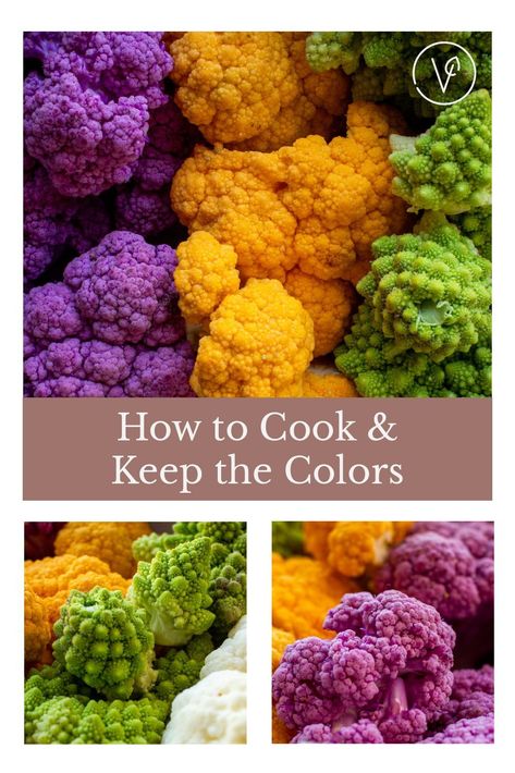 We love having unique, colorful, and seasonal veggies around. These beautiful and Colorful Broccoli and Cauliflowers! Make sure you cook them appropriately, so they don’t lose their colors or decrease their nutritional value. #cookingtip #kitchenhacks #colorful #cauliflower Colored Cauliflower, Vegetable Photography, Quick Vegan Dinner Recipes, Vegan Gluten Free Dinner, Seasonal Veggies, Cauliflowers, Broccoli And Cauliflower, Vegetables Photography, Veggie Juice