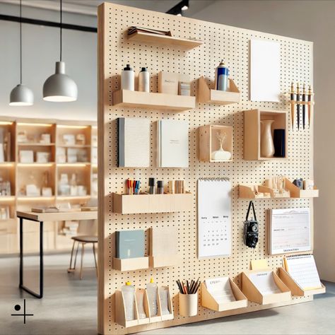 #RetailDesign #ModularDisplay #StoreOrganization #VisualMerchandising #ShopFittings #PegboardStyle #CustomizableStorage #StoreDecor #DisplaySolutions #QuarkPegboard Pegboard Over Desk, Peg Board Closet, Peg Board Inspo, Peg Board Design, Pegboard Setup, Peg Board Organization, Peg Board Ideas, Muji Shop, Office Pegboard