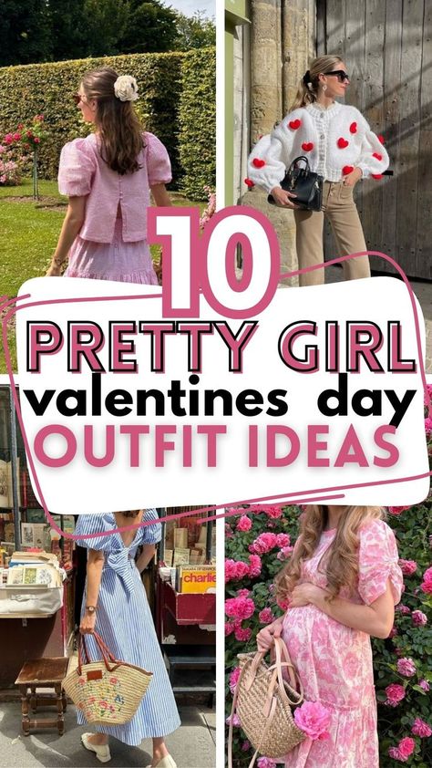 How to channel that romantic vibe this Valentine's day, with 10 pretty girl outfit ideas to inspire you! Valentine's day | valentines day dress to impress | valentines day outfit ideas | outfit ideas | dress to impress Valentines Day Outfit Inspo Aesthetic, Valentines Outfit Casual, Galentines Party Outfits, Valentines Day Outfit Ideas, Outfit Ideas Dress, Stylish Mom Outfits, Valentines Day Dress, Winter Birthday Outfit, Girl Outfit Ideas