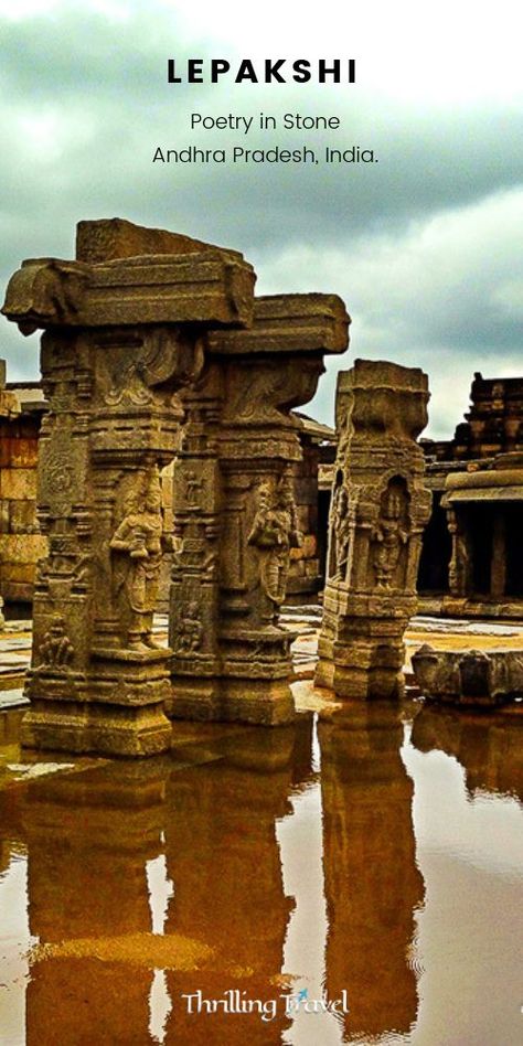 A guide to the ancient temple of Lepakshi, a short drive from Bangalore. Discover one of the largest monolithic Nandi along the way to the Lepakshi temple. #ThrillingTravel #Travel #Lepakshi #TravelGuide #Heritage #AndhraPradesh #IncredibleIndia #India #Asia Lepakshi Temple, India Travel Places, India Travel Guide, Stone Temple, Ancient Temple, India Asia, Asia Travel Guide, Asia Destinations, Ancient Temples