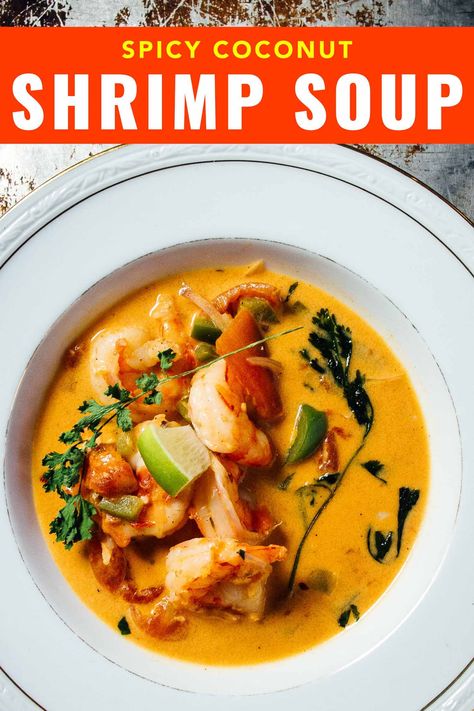 Spicy Brazilian Coconut Shrimp Soup, Spicy Coconut Shrimp Soup, Coconut Curry Shrimp Soup, Brazilian Shrimp, Shrimp Chowder, Creamy Seafood, Shrimp Stew, South American Recipes, Soup Ideas