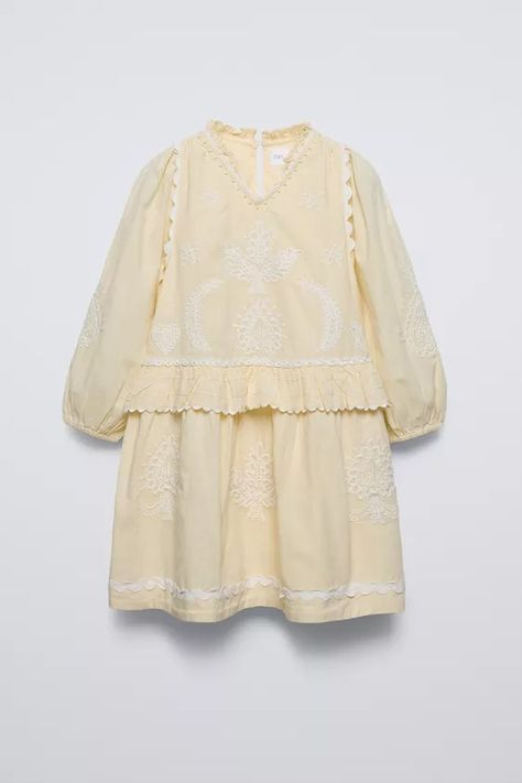 EMBROIDERED DRESS - Vanilla | ZARA India Zara Embroidered Dress, India Dress, Zara Kids, Eyelet Dress, Beauty Sale, Outfit Aesthetic, Outfits Aesthetic, Zara Dresses, Embroidered Dress