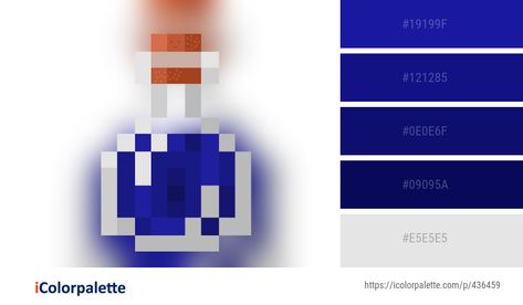 Potion of night vision icolorpalette, color codes Night Vision Potion Minecraft, Craft Craft, Hex Codes, Character References, Color Codes, Perler Beads, Glass Bottle, Night Vision, Color Palettes