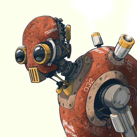 Steampunk Robots, Robot Head, Robot Design Sketch, Steampunk Robot, Retro Robot, Cool Robots, Arte Robot, Fantasy Paintings, Giant Robots