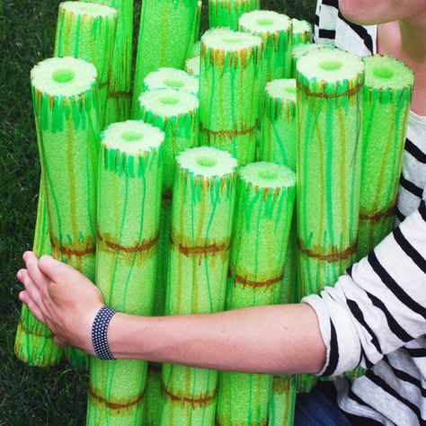 easy pool noodle stacking game // wild olive Survivor Theme, Survivor Party, Jungle Theme Classroom, Wild Olive, Vbs Themes, Panda Party, Fiesta Tropical, Vbs Crafts, Pool Noodles