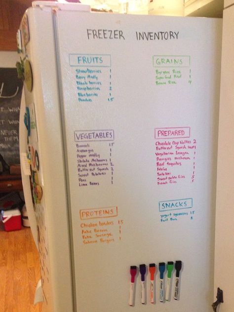 First House Organization, Freezer Inventory Dry Erase, How To Organize Deep Freezer, Organizing Deep Freezer, Pantry With Deep Freezer, Stand Up Freezer Organization, Deep Freezer Organization Ideas, Freezer In Garage, Easy Moving Hacks