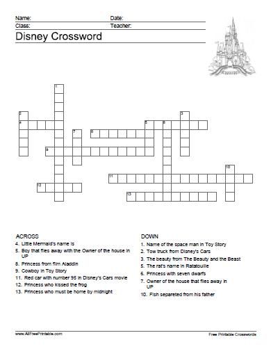 Free Printable Disney Crossword. Free Printable Disney Crossword with the solution included. Free crossword game to share with your students or at home with your kids. Save money, don't buy crossword Games, just print them free here. Print it using your inkjet or laser printer and have fun solving the crossword with the 14 Disney related words. Find Disney related Disney Worksheets, Drama Vocabulary, Crossword Puzzles For Kids, Pencil Games, Kids Crossword Puzzles, Free Printable Crossword Puzzles, Disney Road Trip, Printable Crossword Puzzles, Christmas Trivia Games