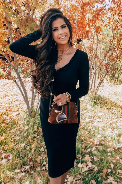 Most Popular Outfits, Emily Ann Gemma, Posh Dresses, Black Henley, Winter Fashion Looks, Henley Dress, Clothing Blogs, The Sweetest Thing, Sweetest Thing