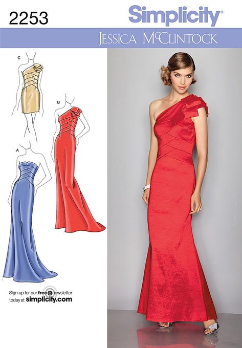 Purchase Simplicity 2253 Misses' Evening Dresses Jessica McClintock and read its pattern reviews. Find other Dresses, Formalwear, sewing ... Evening Gown Sewing Pattern, Prom Dress Sewing Patterns, Evening Gown Pattern, Evening Dress Sewing Patterns, Dresses Patterns, Prom Dress Pattern, Party Dress Patterns, Gown Sewing Pattern, Formal Dress Patterns