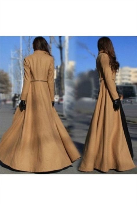 Camel Full Length Wool Trench Coat | www.ustrendy.com   #USTrendy Floor Length Jacket, Wool Coat Women, Wool Trench Coat, Long Trench, Long Trench Coat, Wool Blend Jacket, Plus Size Womens Clothing, Winter Outfits Women, Long Coat