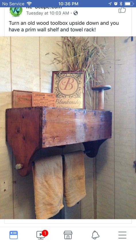 Wooden Tool Boxes, Interior Colors, Deco Retro, Repurposed Furniture, Primitive Decorating, Decor Rustic, Country Decor, Rustic House, Rustic Decor