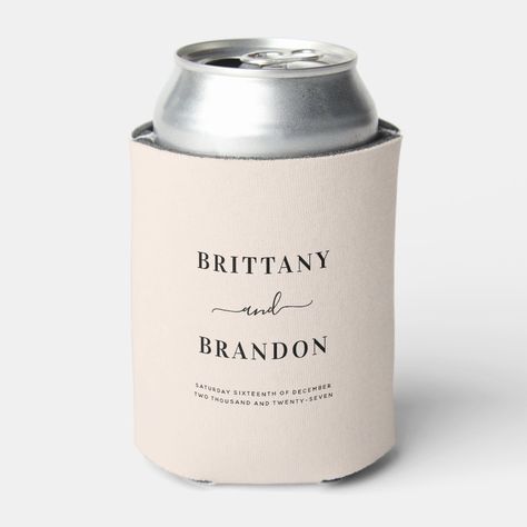 Modern Blush Pink Elegant Wedding Can Cooler Gender: unisex. Age Group: adult. Wedding Can Koozie Ideas, Pink Elegant Wedding, Wedding Stubby Holders, Wedding Coolers, Modern Black And White Wedding, Wedding Koozies, Stubby Holder, Dinner Decoration, Black And White Wedding