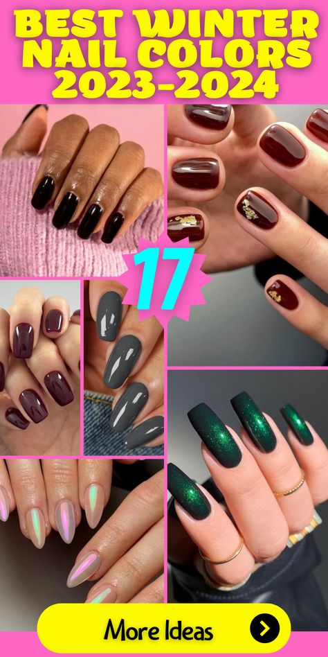 Discover the Trendiest Best Winter Nail Colors 2023-2024: Explore the top trends in nail fashion with the best winter nail colors 2023-2024. Whether you prefer short square or almond nails, these trendy shades, including dip powder and acrylic options, will keep your manicure stylish and fashionable. Get ready for the season with the latest nail polish trends that will make your nails stand out on the street. Stay classy and chic with the most popular nail polish colors. Dnd 2023 Nail Colors, Sns Dipping Powder Nails Winter, Dnd Gel Polish Colors Winter 2023, Solid Color Dip Powder Nails, Dnd Dip Powder Colors, Winter Nails Solid Color, Winter Nails Dip Powder Colors, January Nail Colors, Latest Nails