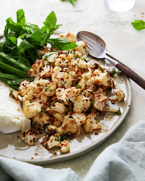 Thai Roasted Cauliflower Laab Salad - Marion's Kitchen Salad Cauliflower, Larb Salad, Larb Recipe, Marion Grasby, Marion's Kitchen, Cauliflower Recipes, Asian Cooking, Roasted Cauliflower, Asian Dishes