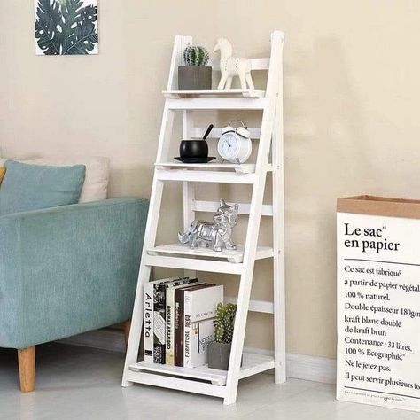 Ladder Stand, Ladder Stands, Standing Shelves, Ladder Shelf, Ladder Bookcase, Apartment Decor, Bedroom Ideas, Interior Styling, Bookcase